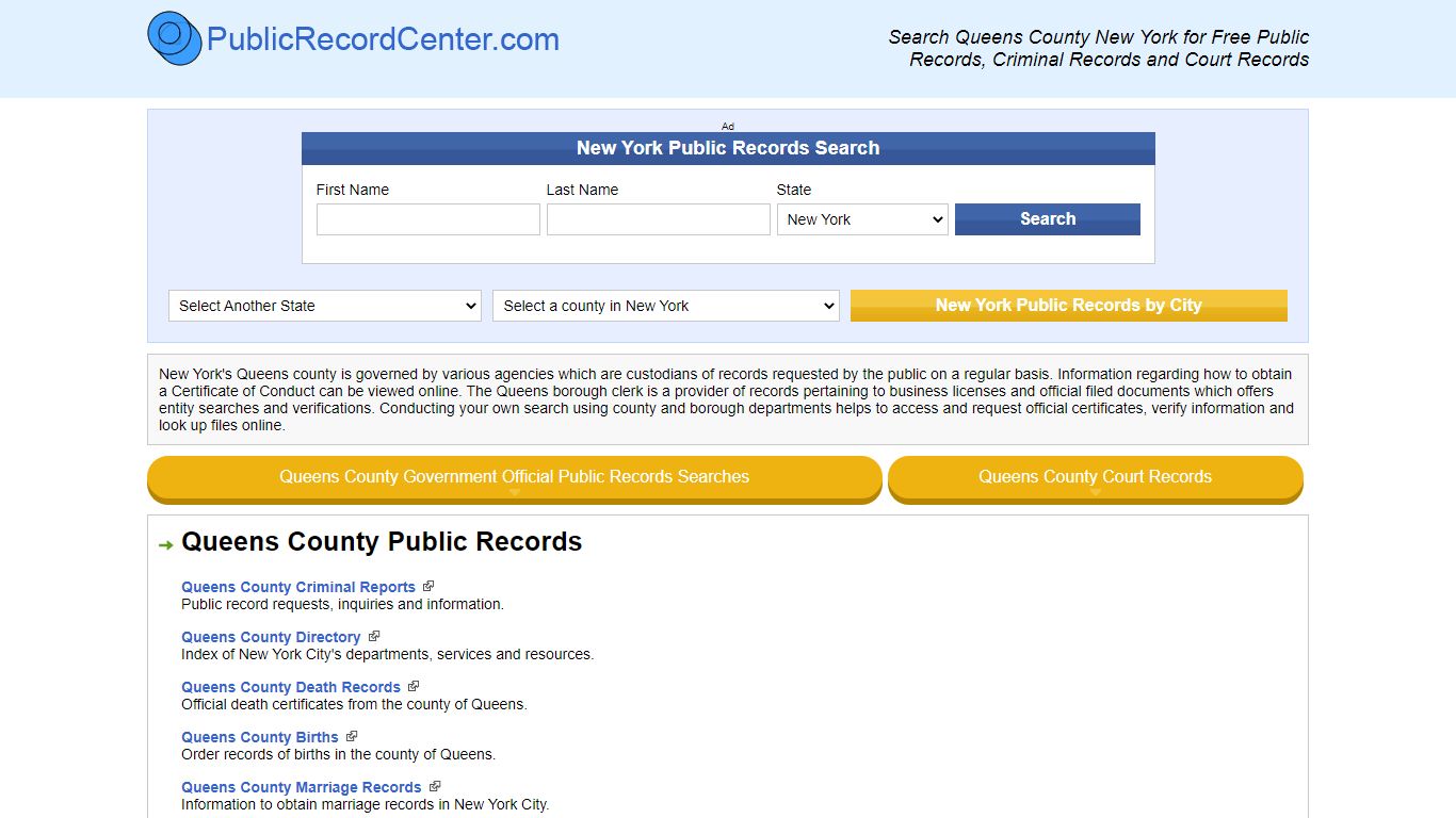 Search Queens County New York for Free Public Records, Criminal Records ...